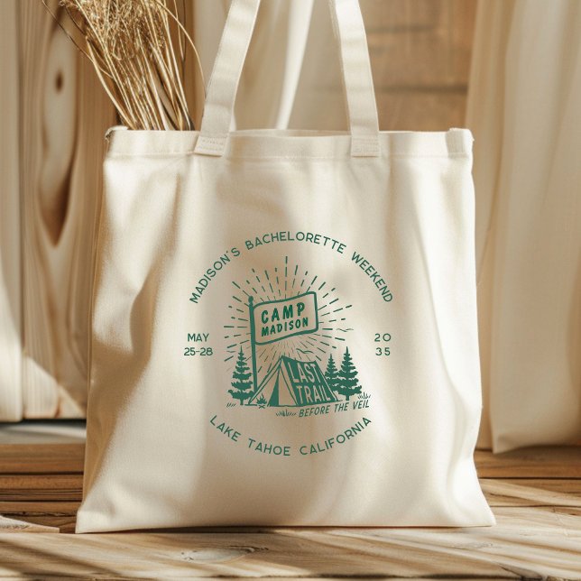 Retro Camp Bachelorette Girls Glamping Weekend Tote Bag (Creator Uploaded)