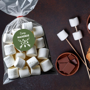 Retro Camp Bachelorette Personalised Favour  Classic Round Sticker