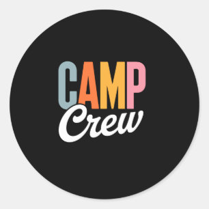 Retro camp crew summer camping funny friends classic round sticker