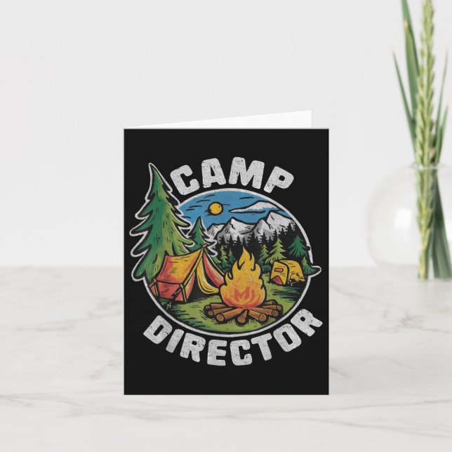 Retro Camp Director Camping Summer Camp Funny Camp Card (Front)