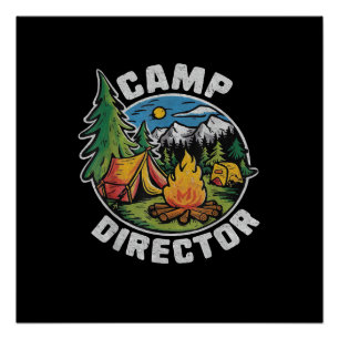 Retro Camp Director Camping Summer Camp Funny Camp Poster