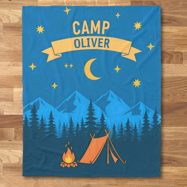 Retro Camp Night Adventure Fleece Blanket (Creator Uploaded)