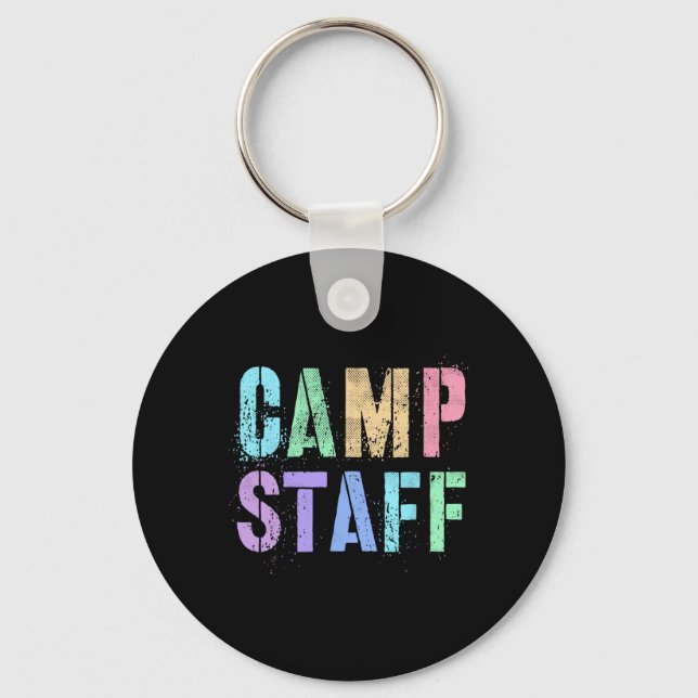 Retro Camp Staff Summer Campground Crew Counsellor Key Ring (Front)