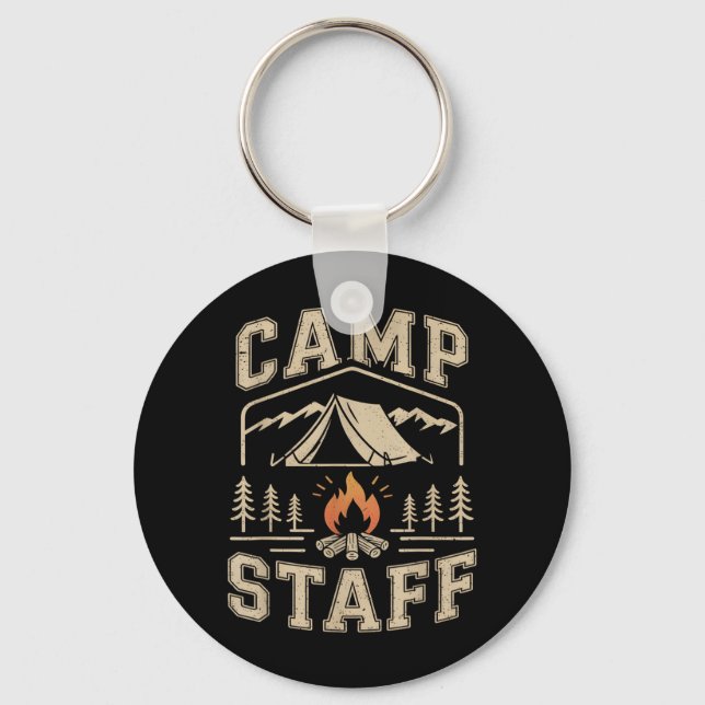 Retro Camp Staff Summer Camping Host Squad Staff Key Ring (Front)