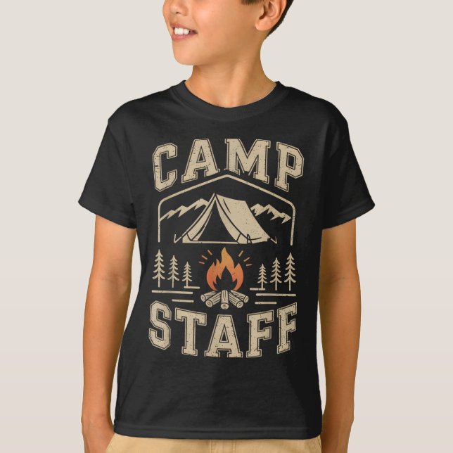 Retro Camp Staff Summer Camping Host Squad Staff T-Shirt (Front)