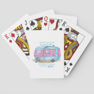 Retro Camper Caravan Blue   Pink & White Glamper Playing Cards