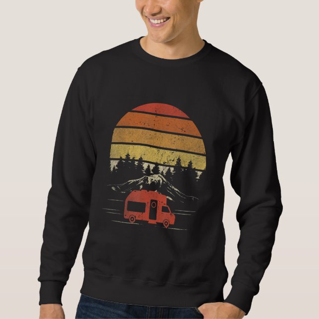 Retro Camper Caravan   Camping 2 Sweatshirt (Front)