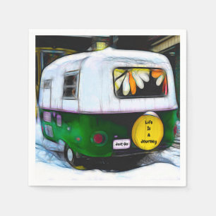 Retro Camper Hippie Life Is A Journey Just Go Napkin