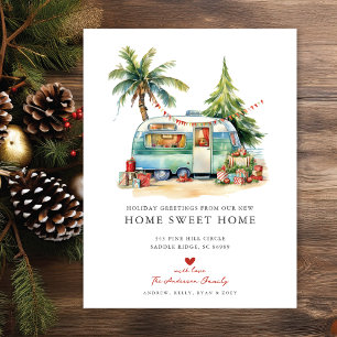 Retro Camper Holiday Moving Announcement Postcard
