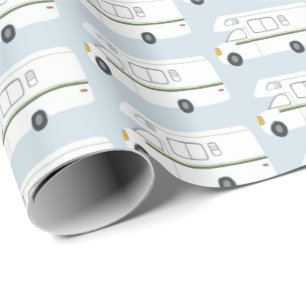 Retro Camper Motorhome blue wrapping paper