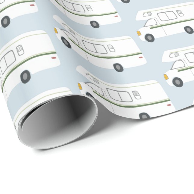 Retro Camper Motorhome blue wrapping paper (Roll Corner)