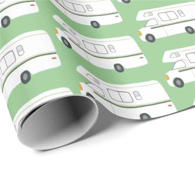 Retro Camper Motorhome green wrapping paper (Roll Corner)