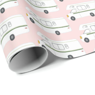 Retro Camper Motorhome pink wrapping paper