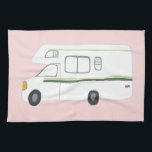 Retro Camper Motorhome RV pink kitchen towel<br><div class="desc">Decorate your kitchen with this cool towel. Makes a great housewarming or anniversary gift! 
You can customise it and add text too.
Check my shop for lots more colours and patterns plus matching kitchen stuff!</div>