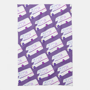 Retro Camper Motorhome RV purple kitchen towel