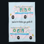 Retro Camper Motorhome RV Vanlife Xmas Tea Towel<br><div class="desc">Decorate your kitchen with this cool towel. Makes a great housewarming or anniversary gift! 
You can customise it with your own text too.
Check my shop for lots more colours and patterns plus matching kitchen stuff!</div>