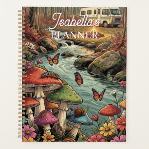 Retro Camper, Mushrooms, Stream and Flowers Planner