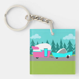 Retro Camper / Trailer and Car Acrylic Keychain