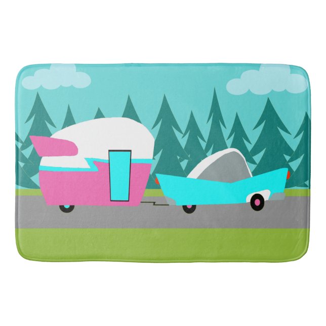 Retro Camper / Trailer and Car Bath Mat (Front)