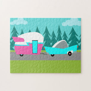 Retro Camper / Trailer and Car Puzzle