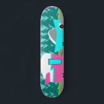Retro Camper / Trailer and Car Skateboard<br><div class="desc">This Retro Camper / Trailer and Car Skateboard features a mid century modern, minimalist cartoon drawing that will leave you ready to take to the open road. An homage to the 1950s, this design features a vintage turquoise car with white top, pulling a kitschy travel trailer to its final destination....</div>