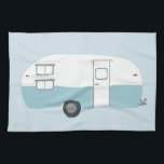 Retro Camper Trailer blue kitchen towel<br><div class="desc">Decorate your kitchen with this cool towel. Makes a great housewarming or anniversary gift!
You can customise it and add text too.
Check my shop for lots more colours and patterns!</div>