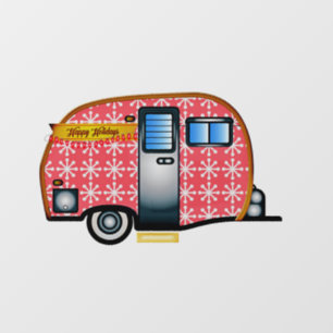 RETRO CAMPER TRAILER CHRISTMAS WINDOW CLING