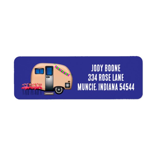RETRO CAMPER TRAILER PINK Return Address Label (Front)