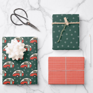 Retro Camper Van Christmas Wrapping Paper Sheet