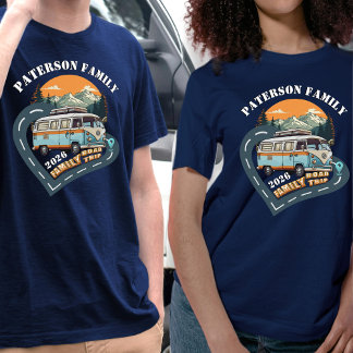 Retro Camper Van Family Road Trip Reunion Custom T-Shirt