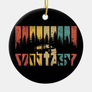 Retro Camper Van Life - Vintage Vanlife Ceramic Tree Decoration