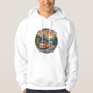 Retro Camper Van Mountain Road Trip T-Shirt Hoodie
