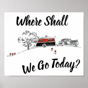 Retro Camper Vintage Travel Trailer Car Wanderlust Poster