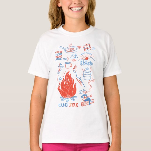 Retro Campfire Adventure – Funny Camping Activitie T-Shirt (Front)