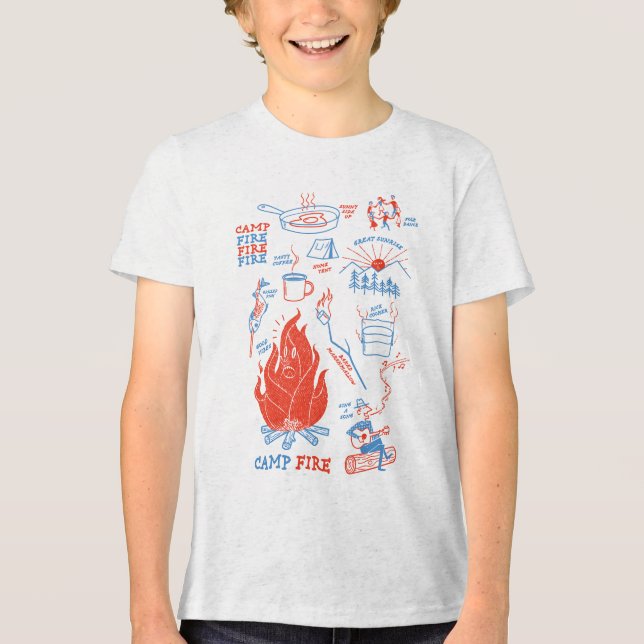 Retro Campfire Adventure – Funny Camping Activitie Tri-Blend Shirt (Front)