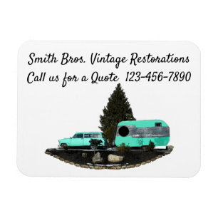 Retro Camping Car Trailer Flexible Photo Magnet