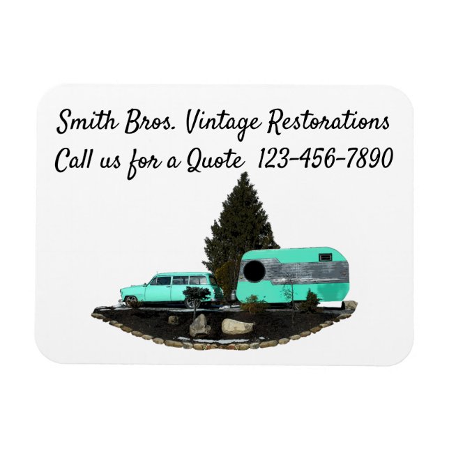 Retro Camping Car Trailer Flexible Photo Magnet (Horizontal)
