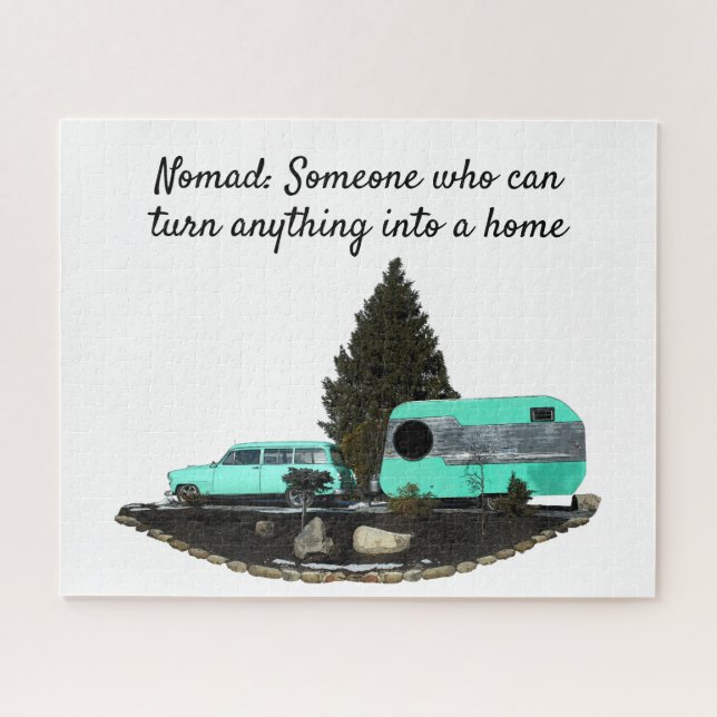Retro Camping Car Trailer Jigsaw Puzzle (Horizontal)