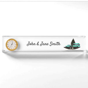 Retro Camping Car Trailer Nomad Desk Name Plate