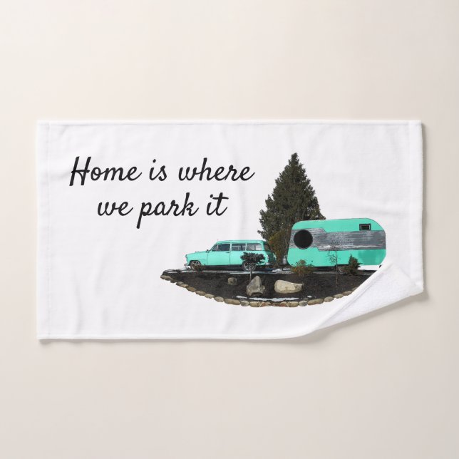 Retro Camping Car Trailer Nomad Hand Towel (Hand Towel)