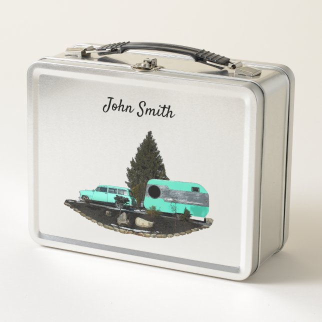 Retro Camping Car Trailer Nomad Lunch Box (Front)