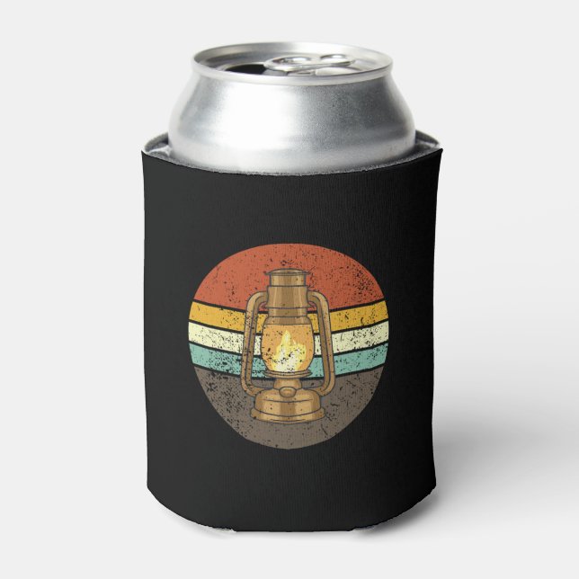 Retro Camping Lantern Can Cooler (Can Front)