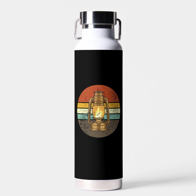 Retro Camping Lantern Water Bottle (Front)