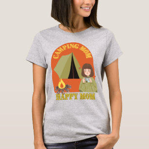 retro camping mum drinking tea - mum camper T-Shirt