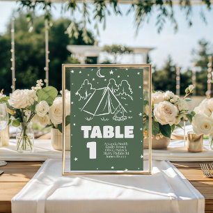 Retro Camping Shower Table Numbers Sign