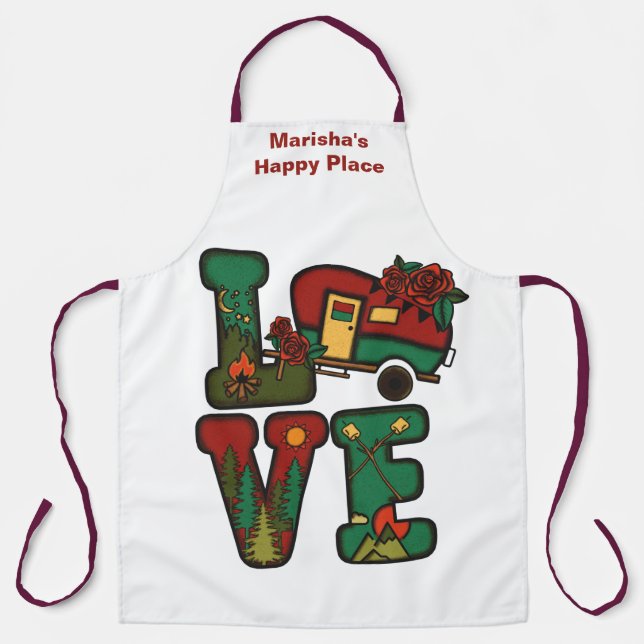 Retro Camping Theme LOVE Camping Apron (Front)