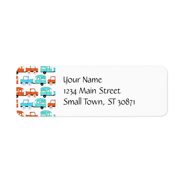 Retro Camping Trailer Turquoise Orange Vintage Car (Front)