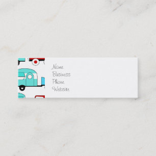 Retro Camping Trailer Turquoise Red Vintage Cars Mini Business Card