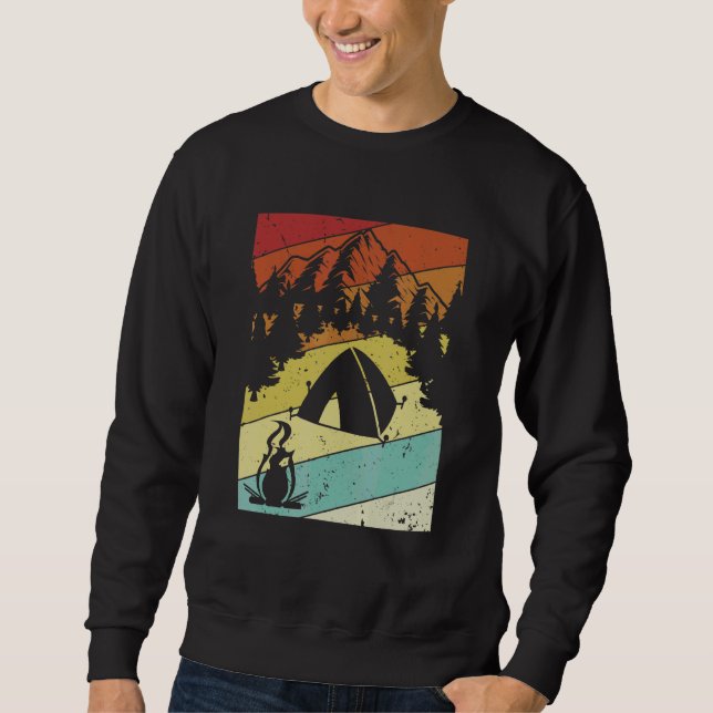 Retro Campsite Tents Glamping Camper Camping 2 Sweatshirt (Front)