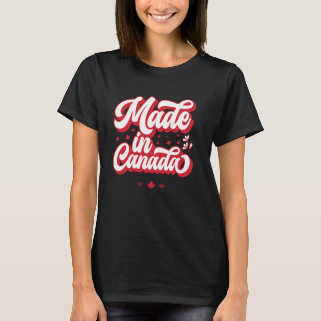 Retro Canadian Maple Leaf Canada Flag Graphic T-Shirt (Front)